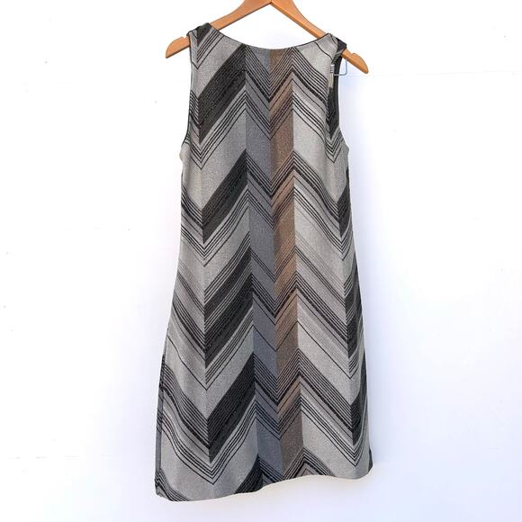 Missoni Chevron Knit Mini Sleeveless Tank Dress Brown Metallic 46 Wool 10 - Picture 4 of 12